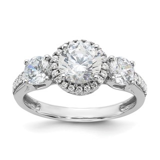 Sterling Silver & CZ 3-Stone Semi-mount Engagement Ring