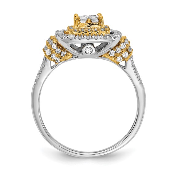 Sterling Silver w/GP & CZ Double Halo Semi-mount Engagement Ring