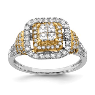 Sterling Silver w/GP & CZ Double Halo Semi-mount Engagement Ring