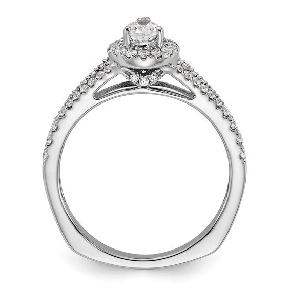 14k White Gold Halo Plus (Holds 1/2 carat (6x4mm) Pear Center) 3/8 carat Diamond Semi-mount Engagement Ring