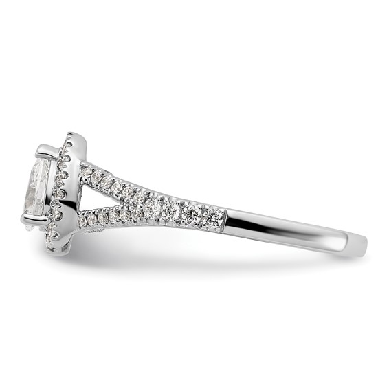 14k White Gold Halo Plus (Holds 1/2 carat (6x4mm) Pear Center) 3/8 carat Diamond Semi-mount Engagement Ring
