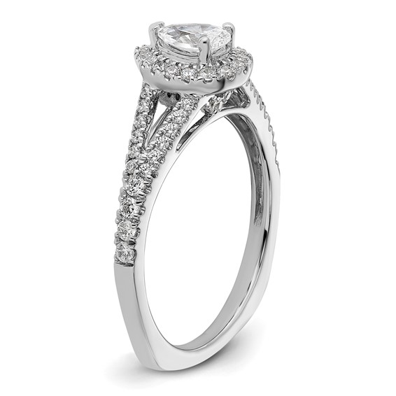 14k White Gold Halo Plus (Holds 1/2 carat (6x4mm) Pear Center) 3/8 carat Diamond Semi-mount Engagement Ring