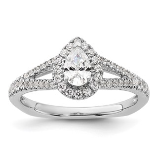 14k White Gold Pear Shaped Diamond Eng Ring