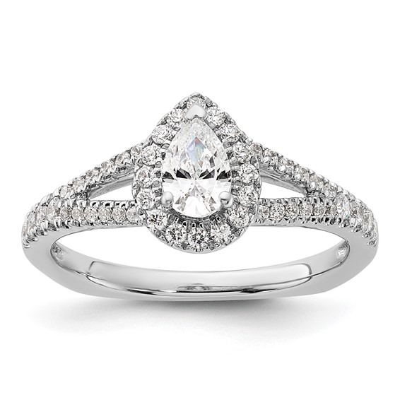 14k White Gold Pear Shaped Diamond Eng Ring