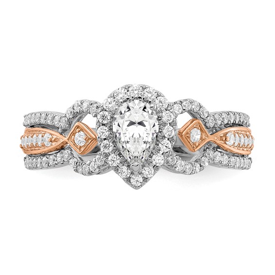14K White/Rose Gold DiamondSemi-Mount Eng Ring