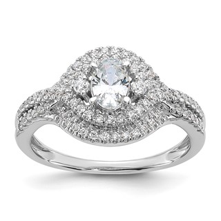 Sterling Silver & CZ Semi-mount Engagement Ring