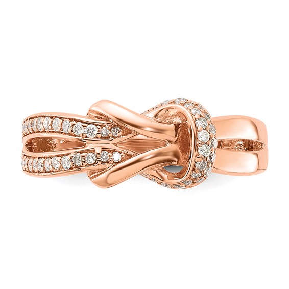 10k Rose Gold Polished Fancy Knot Diamond Ring