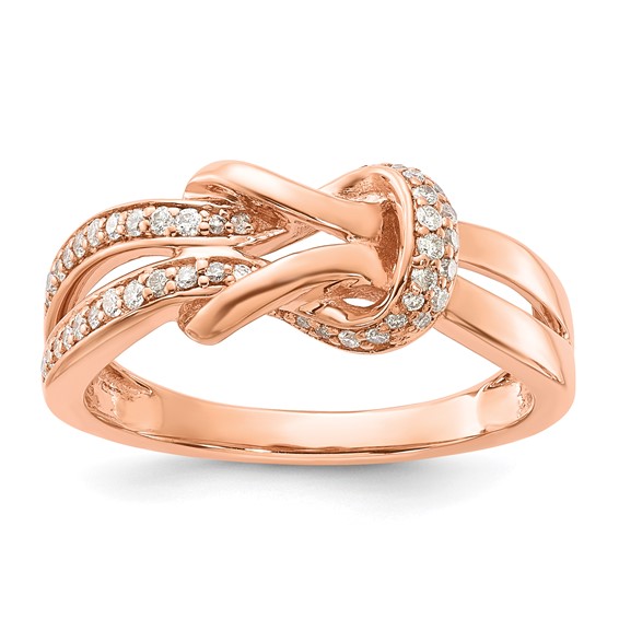 10k Rose Gold Polished Fancy Knot Diamond Ring