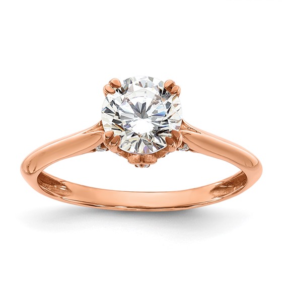 Sterling Silver w/Rose PlateSterling Silver CZ Semi-mount Engagement Ring