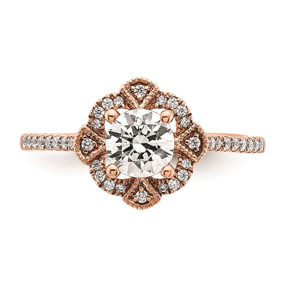 Sterling Silver w/Rose PlateSterling Silver CZ Semi-mount Engagement Ring