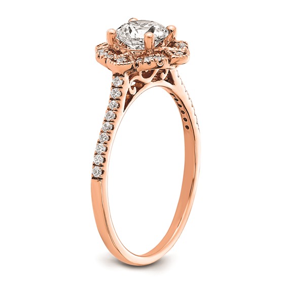 Sterling Silver w/Rose PlateSterling Silver CZ Semi-mount Engagement Ring