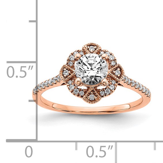 Sterling Silver w/Rose PlateSterling Silver CZ Semi-mount Engagement Ring