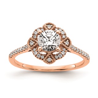 Sterling Silver w/Rose PlateSterling Silver CZ Semi-mount Engagement Ring