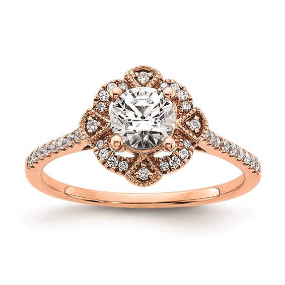 Sterling Silver w/Rose PlateSterling Silver CZ Semi-mount Engagement Ring