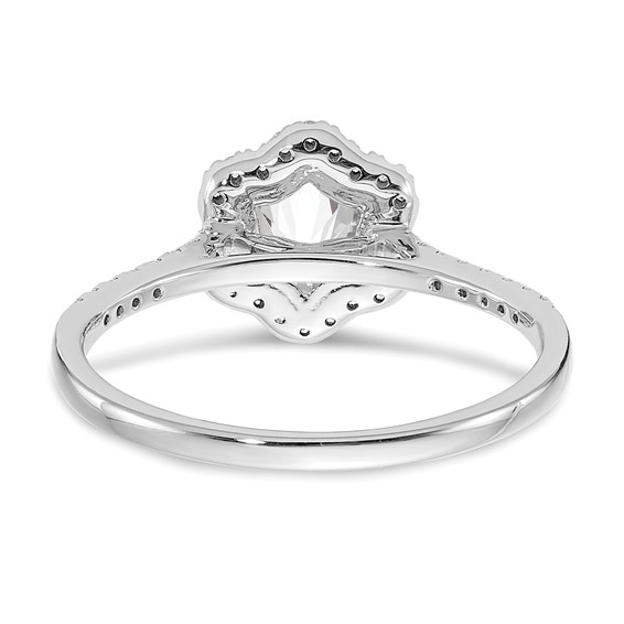 14k White Gold Hexagon Halo (Holds 3/4 carat (6.00mm) Round Center) 1/4 carat Diamond Semi-mount Engagement Ring