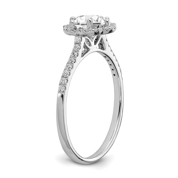 14k White Gold Hexagon Halo (Holds 3/4 carat (6.00mm) Round Center) 1/4 carat Diamond Semi-mount Engagement Ring