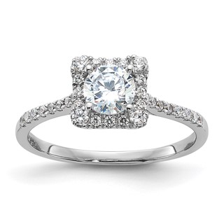 Sterling Silver & CZ Square Halo Semi-mount Engagement Ring