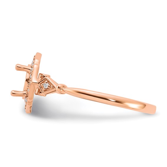 14k Rose Gold Vintage Oval Semi-Mount Diamond Engagement Ring