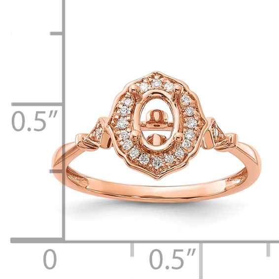 14k Rose Gold Vintage Oval Semi-Mount Diamond Engagement Ring