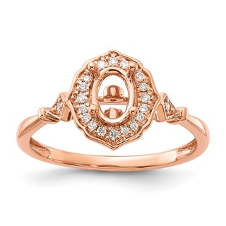 14k Rose Gold Vintage Oval Semi-Mount Diamond Engagement Ring