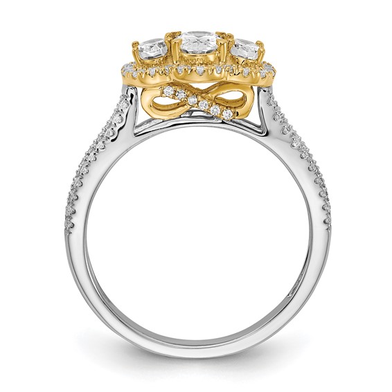 Sterling Silver w/GP CZ 3-Stone Infinity Semi-mount Engagement Ring