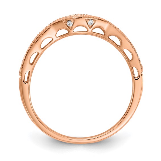 10k Rose Gold 1/4 carat Lab Grown Diamond VS/SI+ G+ Complete Contoured Wedding Band