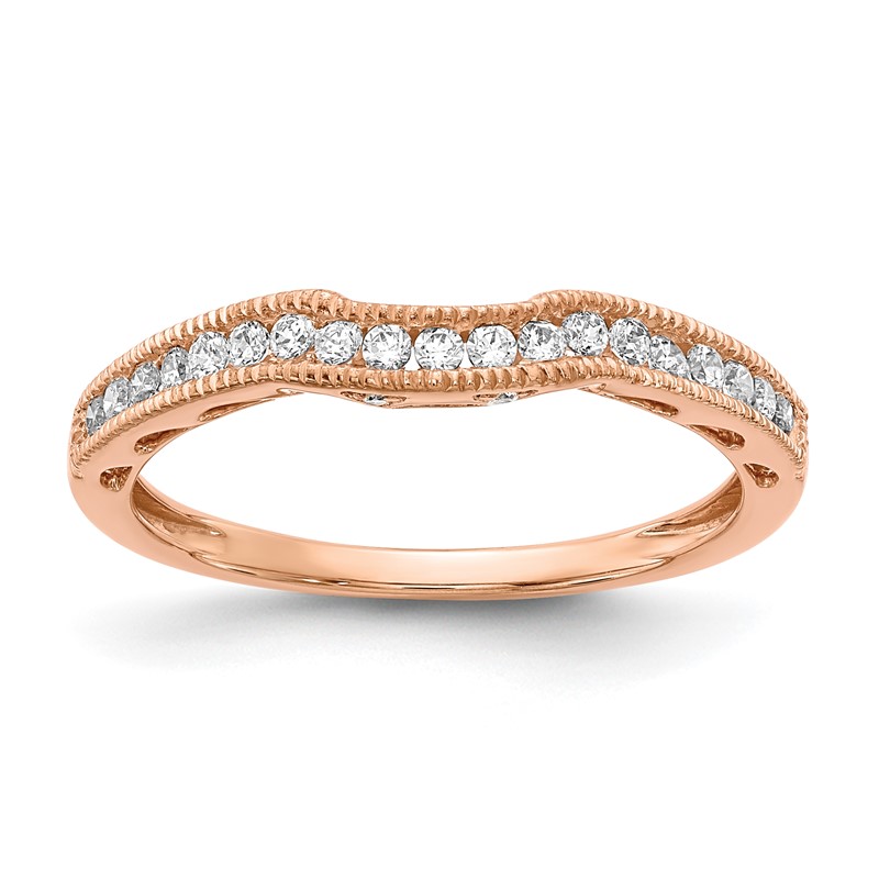 14k Rose Gold 1/4 carat Lab Grown Diamond VS/SI+ G+ Complete Contoured Wedding Band