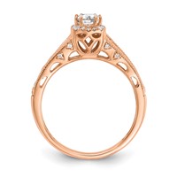14K Rose Gold 0.88 Carat Lab Grown Diamond VS SI+ G+ Complete Petite Halo Engagement Ring view 2