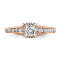 14K Rose Gold 0.88 Carat Lab Grown Diamond VS SI+ G+ Complete Petite Halo Engagement Ring view 4