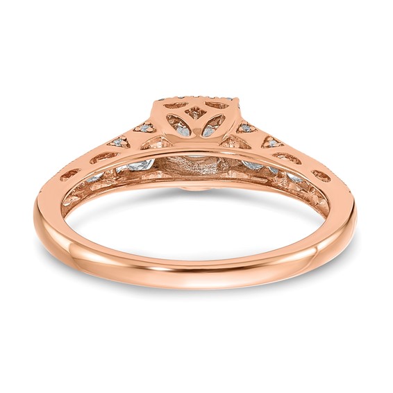 14k Rose Gold 7/8 carat Lab Grown Diamond VS/SI+ G+ Complete Petite Halo Engagement Ring