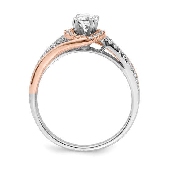 Sterling Silver w/Rose Plate CZ Fancy Halo Semi-mount Engagement Ring