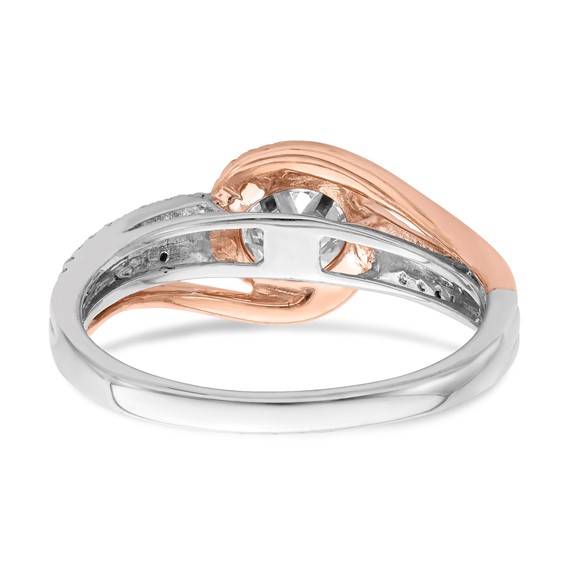 Sterling Silver w/Rose Plate CZ Fancy Halo Semi-mount Engagement Ring