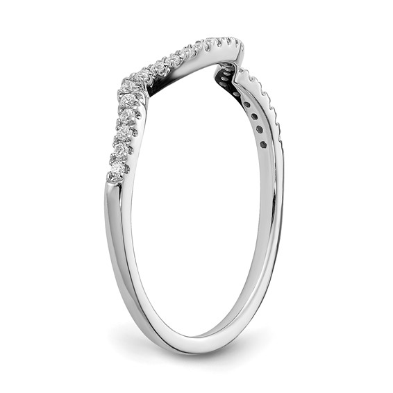 14k White Gold 1/8 carat Diamond Contoured Complete Wedding Band