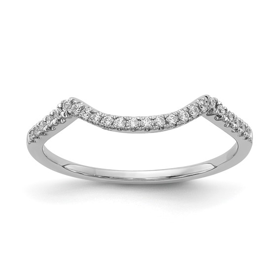 14k White Gold 1/8 carat Diamond Contoured Complete Wedding Band