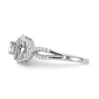 14K White Gold 0.75 Carat Lab Grown Diamond VS SI+ G+ Complete Round Double Halo Engagement Ring view 4