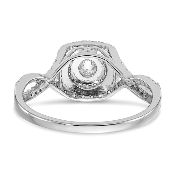 14k White Gold 3/4 carat Lab Grown Diamond VS/SI+ G+ Complete Round Double Halo Engagement Ring