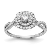 14K White Gold 0.75 Carat Lab Grown Diamond VS SI+ G+ Complete Round Double Halo Engagement Ring view 1