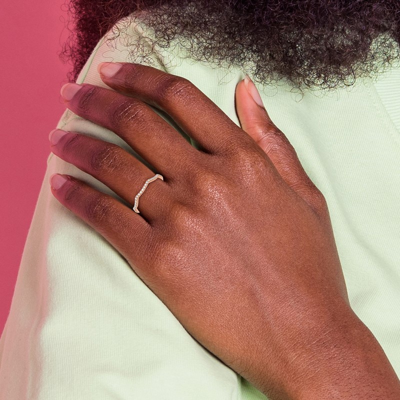14K Rose Gold Lab Grown VS/SI+ G+ Dia Contoured Wedding Band