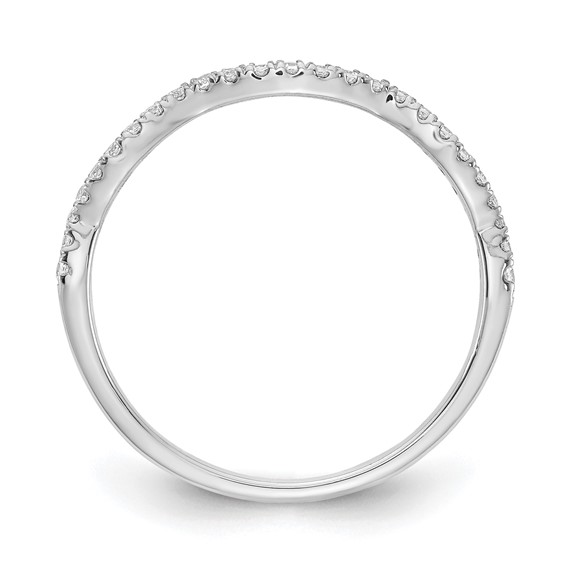14k White Gold Diamond Contoured Wedding Band