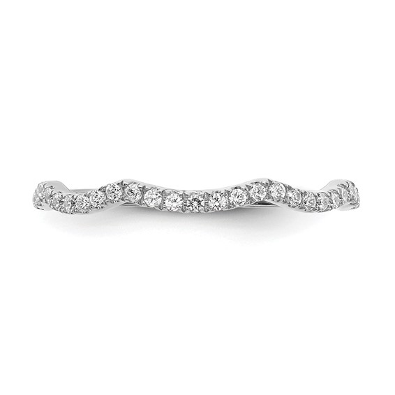 14k White Gold Diamond Contoured Wedding Band