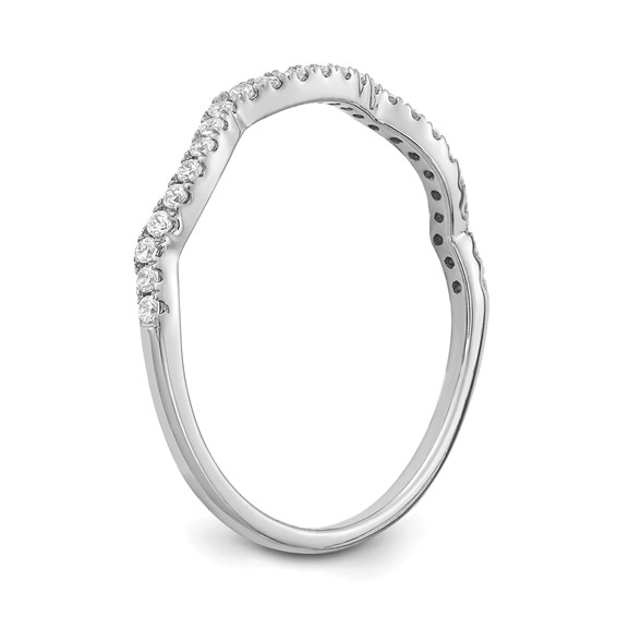 14k White Gold Diamond Contoured Wedding Band