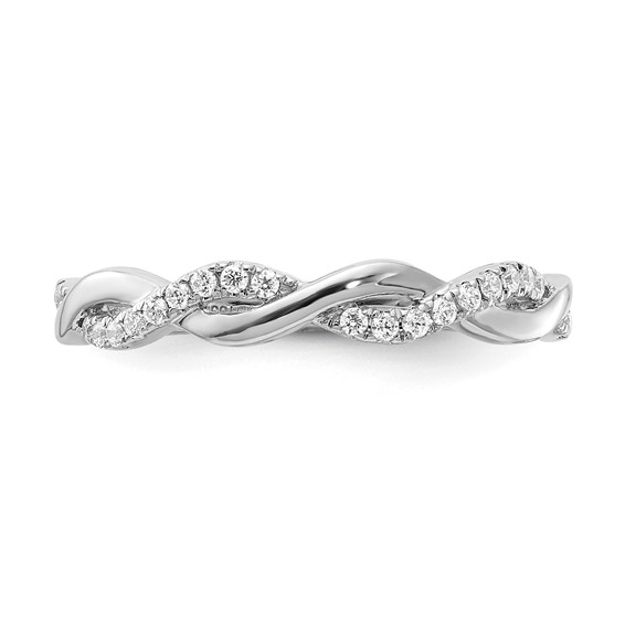 14k White Gold Criss-Cross 1/8 carat Diamond Complete Wedding Band