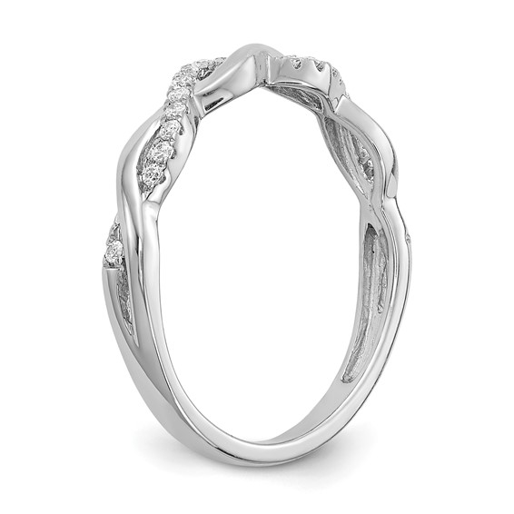 14k White Gold Criss-Cross 1/8 carat Diamond Complete Wedding Band