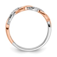 14K Two-tone Rose and White Gold 0.12 Carat Lab Grown Diamond VS SI+ G+ Complete Wedding Band view 3
