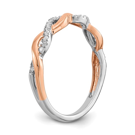 14k Two-tone Rose and White Gold 1/8 carat Lab Grown Diamond VS/SI+ G+ Complete Wedding Band