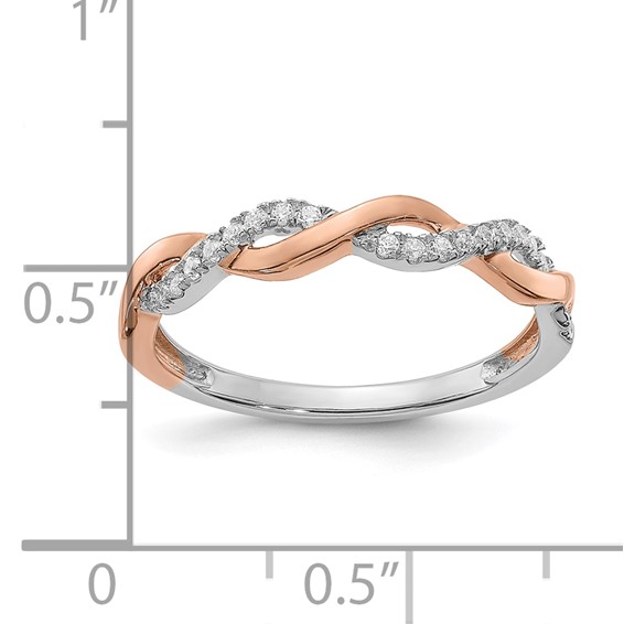 14k Two-tone Rose and White Gold 1/8 carat Lab Grown Diamond VS/SI+ G+ Complete Wedding Band
