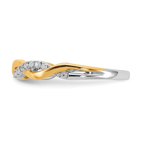 14k Two-tone Diamond Criss-Cross Wedding Band