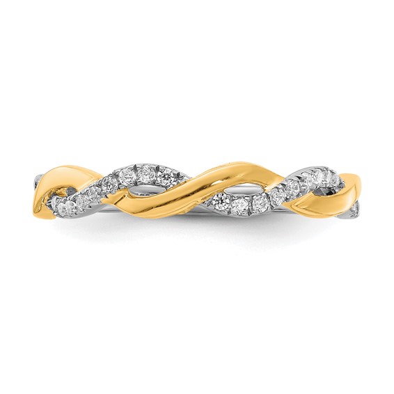 14k Two-tone Diamond Criss-Cross Wedding Band
