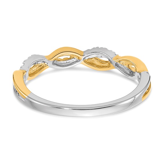 14k Two-tone Diamond Criss-Cross Wedding Band