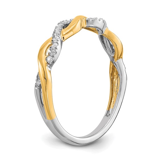 14k Two-tone Diamond Criss-Cross Wedding Band